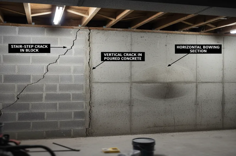 Chart showing foundation crack types and severity levels