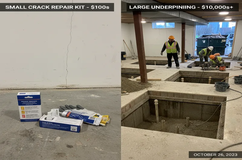 Foundation repair cost comparison chart by repair type
