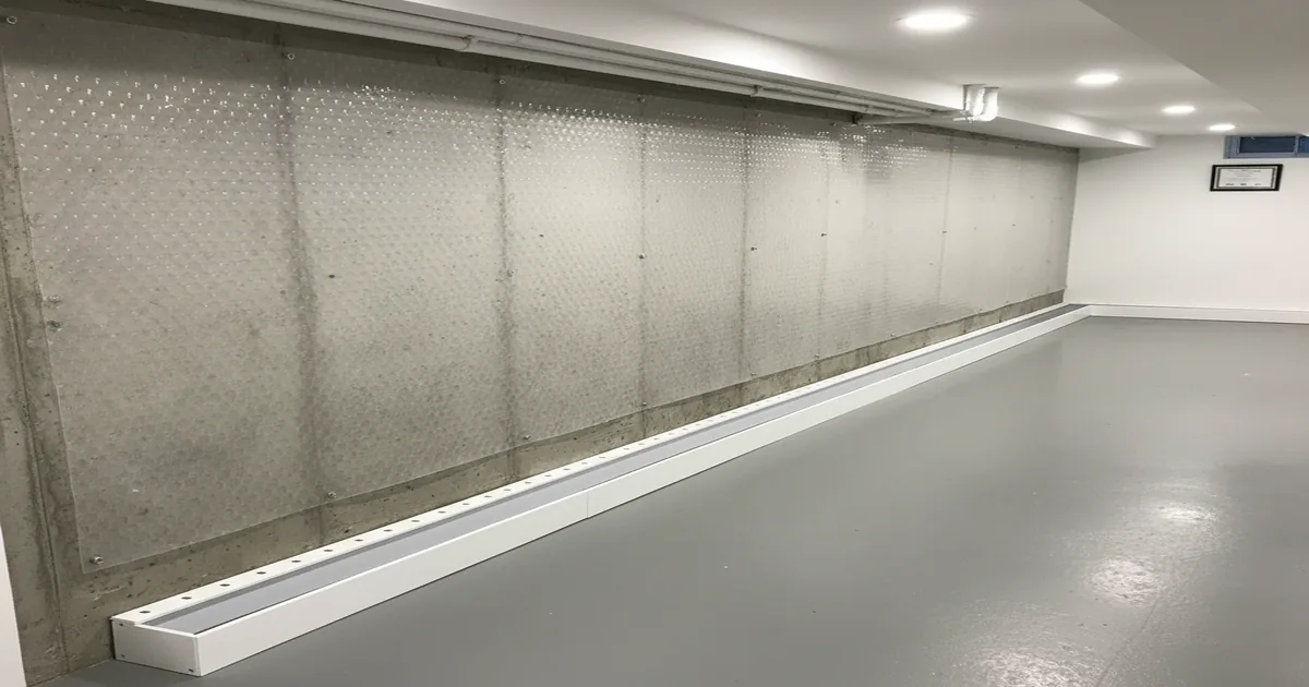 Interior basement waterproofing drainage channel and sump pump system