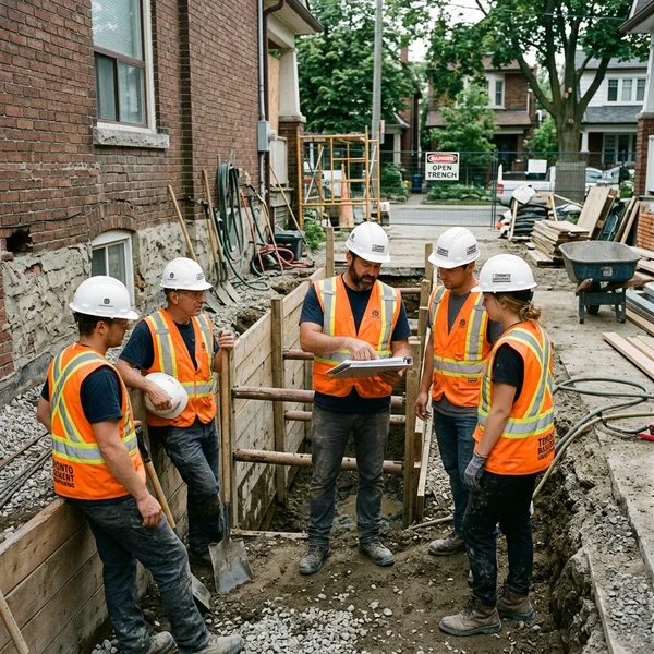 The Toronto Basement Underpinning crew at a job site
